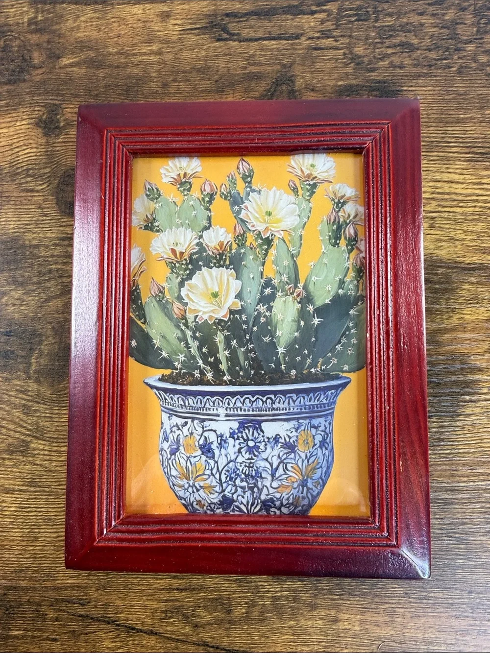 Red Framed Cactus Print Wall Art - Brand